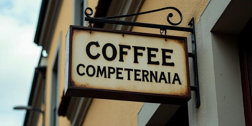 a sign that is on the side of a building that says coffee competerinaia economica and constion, Edua