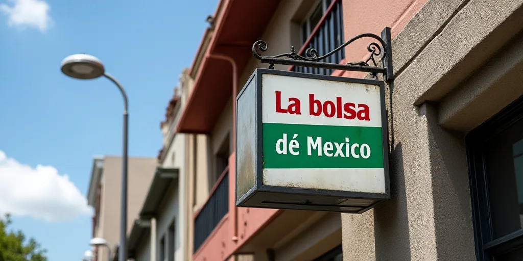 a sign that is on the side of a building that says la bolsa de mexico on it, Aquirax Uno, ignacio fe