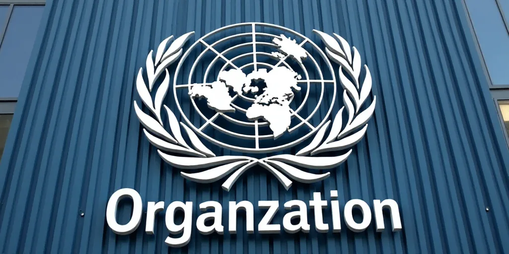 a sign that says world health organization on it's side of a building with a world map in the center