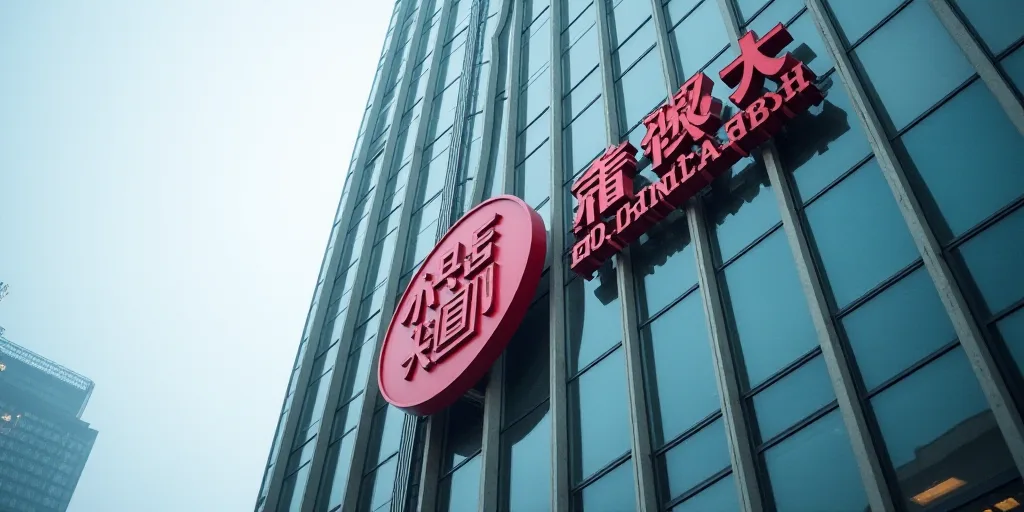 a tall building with a sign on the side of it that says, china bank, in a foreign language, An Gyeon