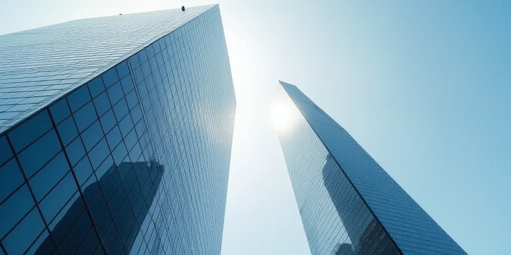 a tall building with a sky scraper in the background and a sky scraper in the foreground, Enguerrand