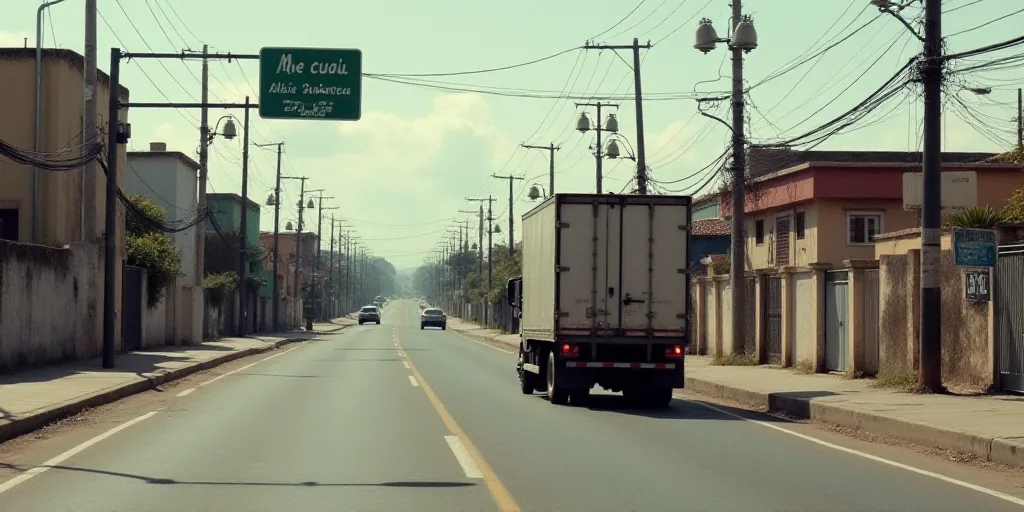 a truck driving down a street under a sign that reads ad de cuad jabrez zaragga, Félix Arauz, blunt