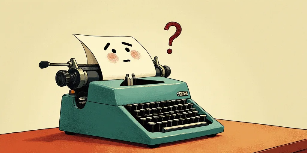 a typewriter with a face drawn on it and a caption for the words opinion and a question, Edward Otho