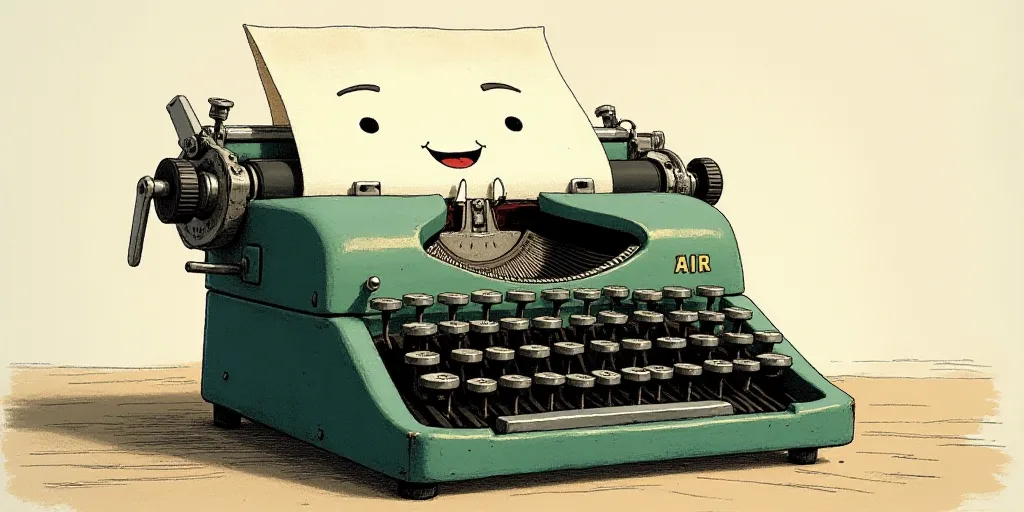 a typewriter with a face drawn on it and a caption for the words opinion and a question, Edward Otho