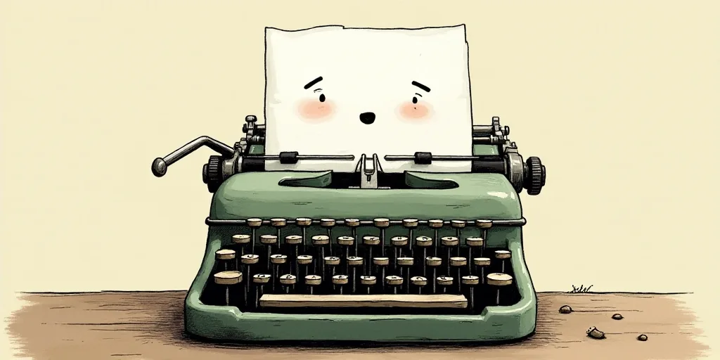 a typewriter with a face drawn on it and a caption for the words opinion and a question, Edward Otho