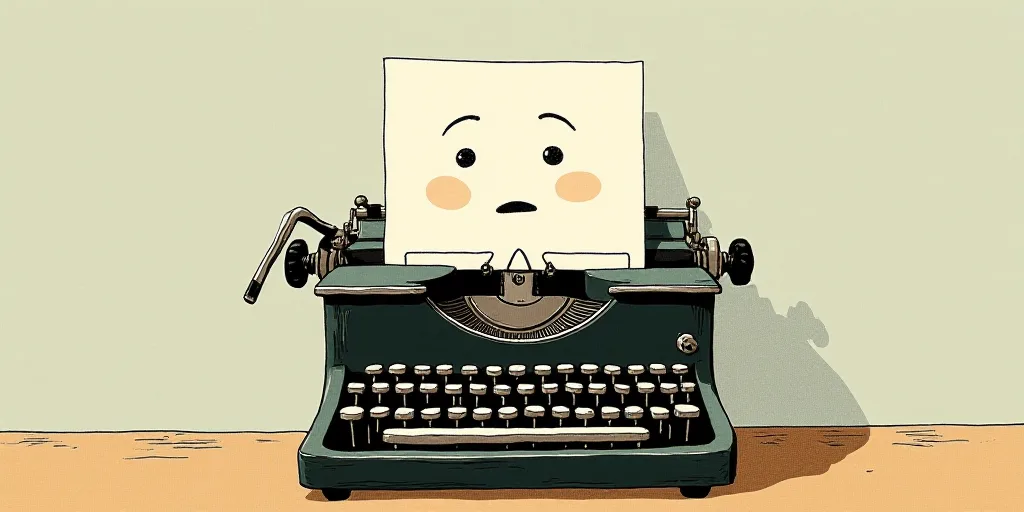 a typewriter with a face drawn on it and a caption for the words opinion and a question, Edward Otho