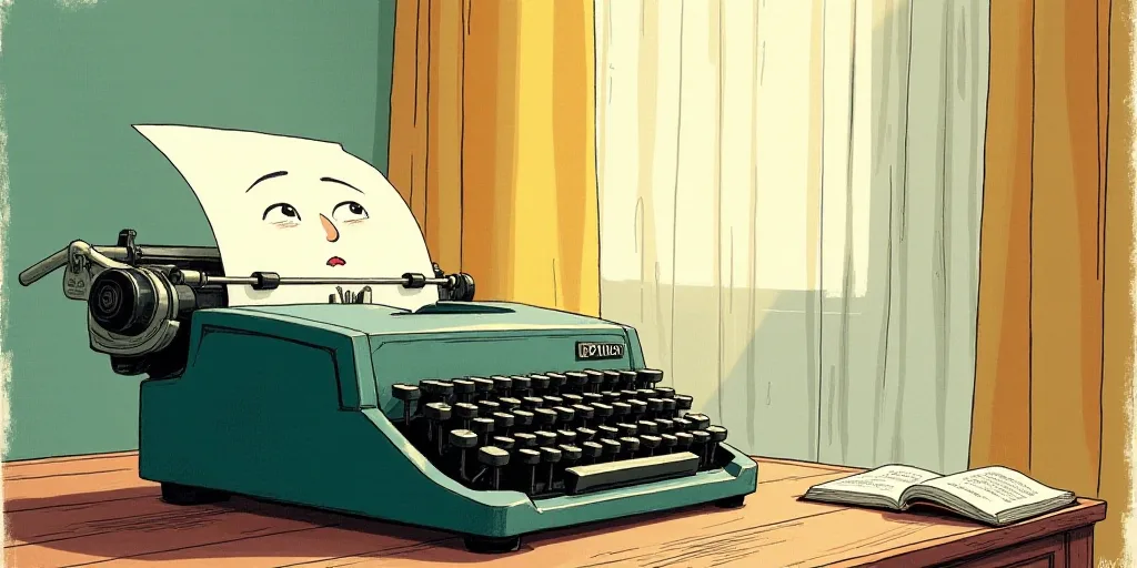 a typewriter with a face drawn on it and a caption for the words opinion and a question, Edward Otho