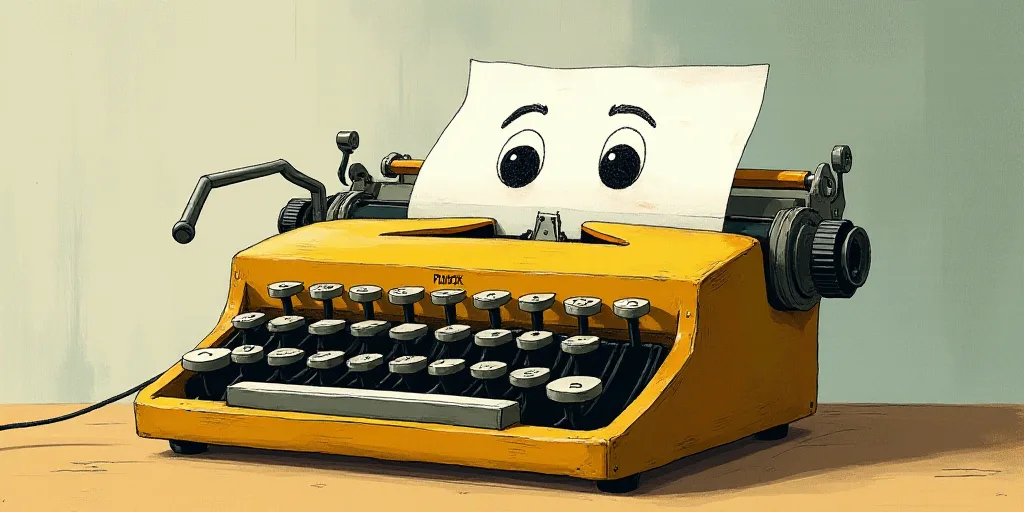 a typewriter with a face drawn on it and a caption for the words opinion and a question, Edward Otho