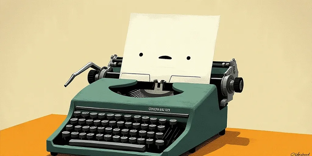 a typewriter with a face drawn on it and a caption for the words opinion and a question, Edward Otho