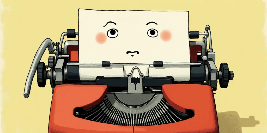 a typewriter with a face drawn on it and a caption for the words opinion and a question, Edward Otho