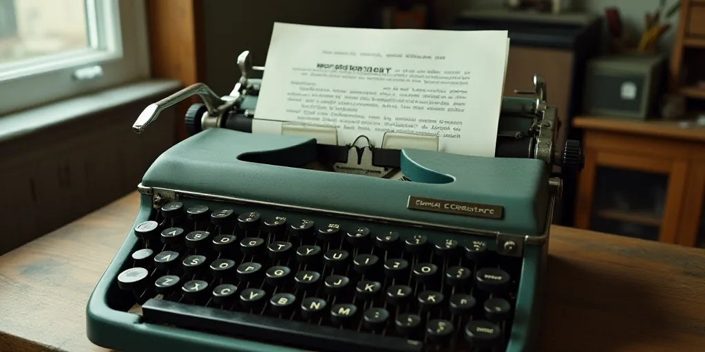 a typewriter with a lot of papers on it and a caption that says opinion on it in spanish, Edward Oth