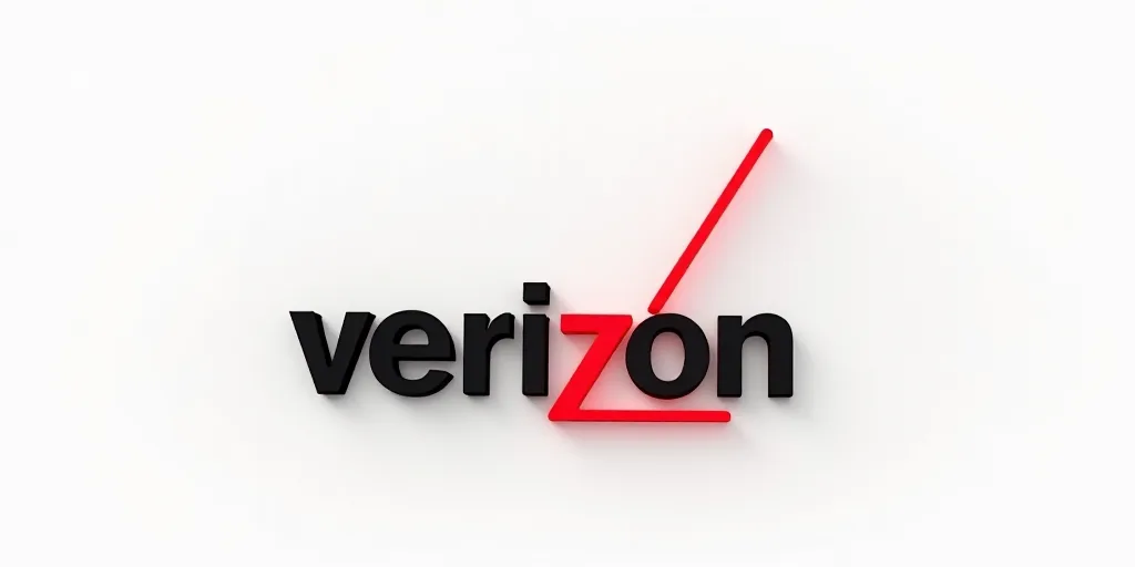 a verizon sign is shown on a white background with red and black lettering on it and a red check mar