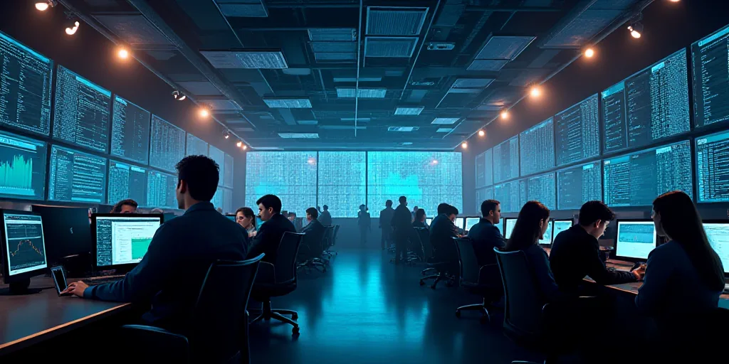 a view of a stock market with people working on their computers and on their phones and on their pho