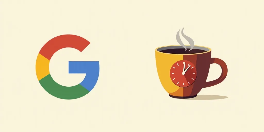 two logos for google and coffee, one with a clock on it and the other with a circle on it, Ceferí O