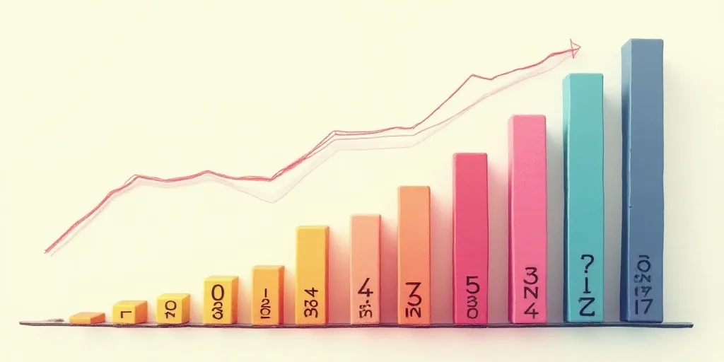 a bar chart with a line of numbers on it and a bar chart with numbers on it, and a bar chart with nu