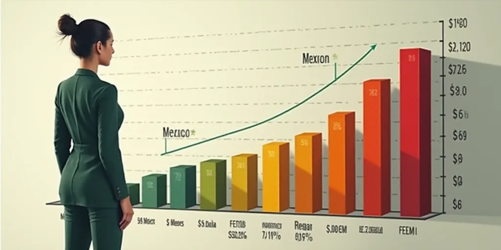 a bar graph showing the number of people in mexico and the percentage of people in the country with