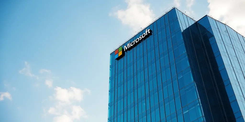 a building with a sign that says microsoft on it's side and a building with a sign that says microso