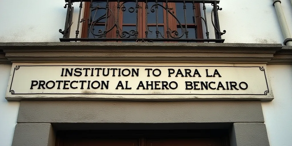 a building with a sign that says institution to para la protection al ahero bencario on it, Carlos T