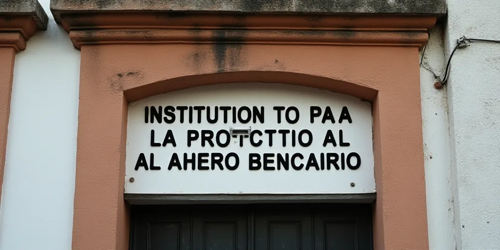 a building with a sign that says institution to para la protection al ahero bencario on it, Carlos T