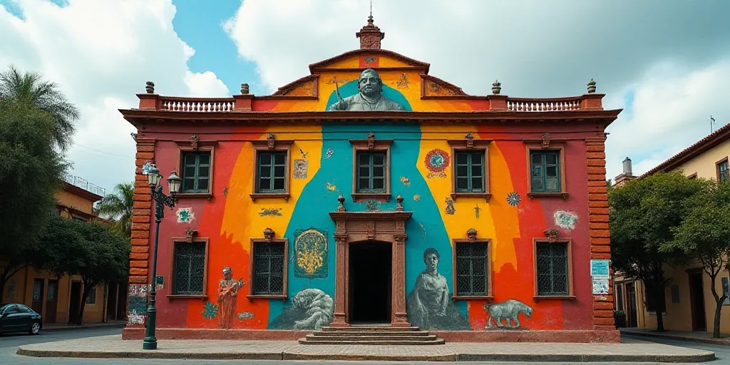 a building with a statue of a man on the front of it and a sign that says bano de mexico, David Alfa