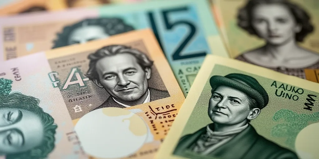 a bunch of different bills with a man on one of them and a woman on the other side of the bill, Aqui