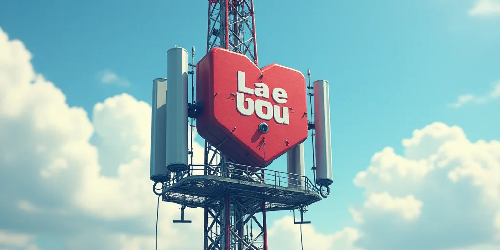 a cell phone tower with a logo above it and a logo above it that says baton la red de boda, Brian Fi