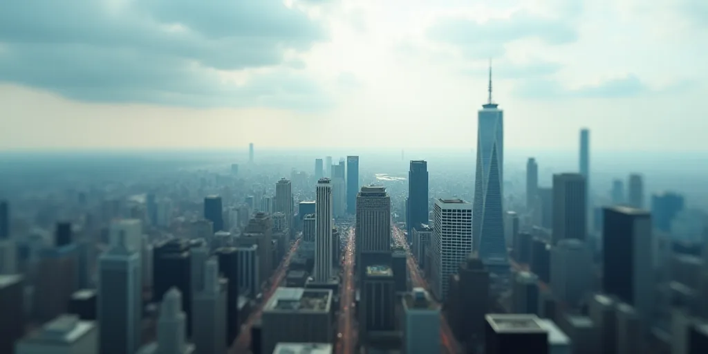 a cityscape with a lot of tall buildings and a cloudy sky in the background with a few clouds, Andre