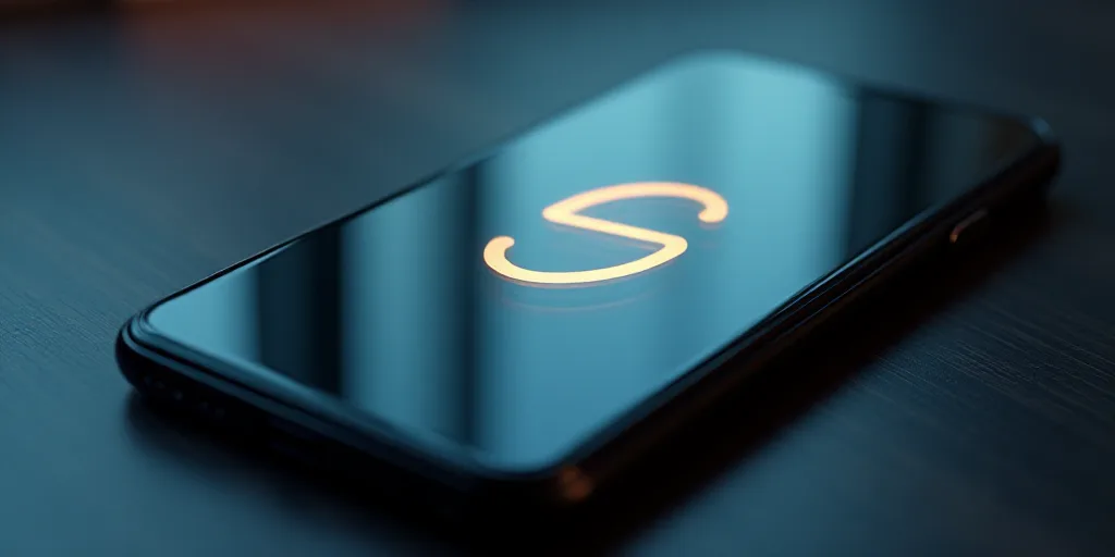 a close up of a cell phone with a temu logo on it's screen and a s on the screen, Baiōken Eishun, a