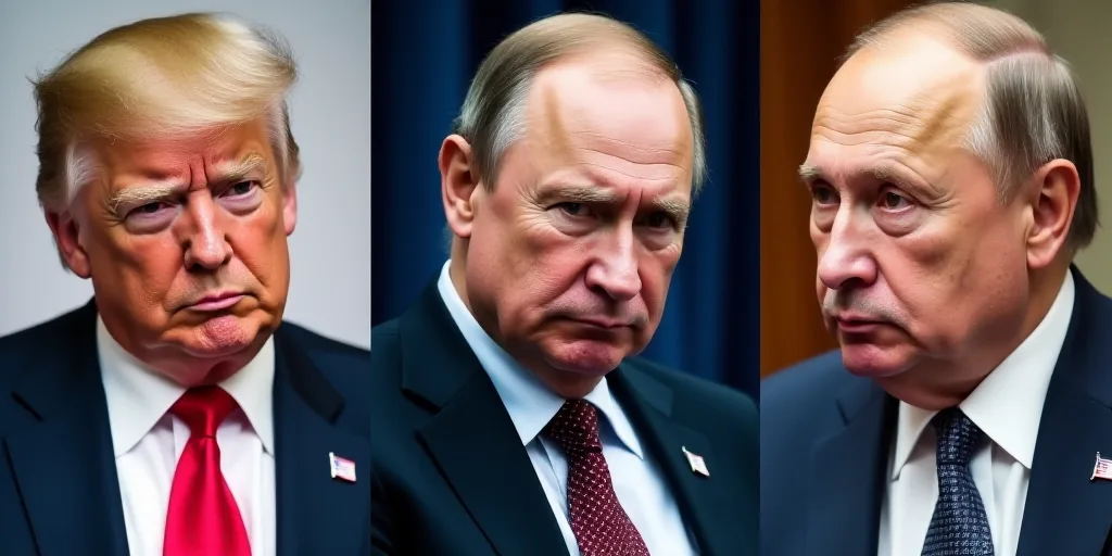 a collage of three different politicians including president donald trump and russian president dona