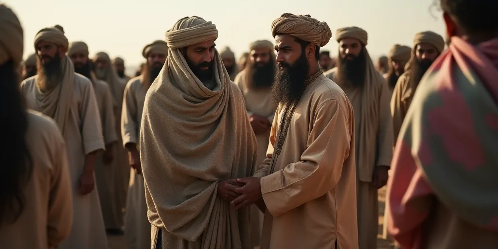 a crowd of people standing around each other with bags on their heads and one man covering his face