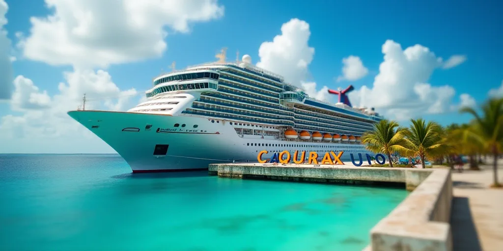 a cruise ship is docked in the water near a sign that says cozumel on it's side, Aquirax Uno, full o