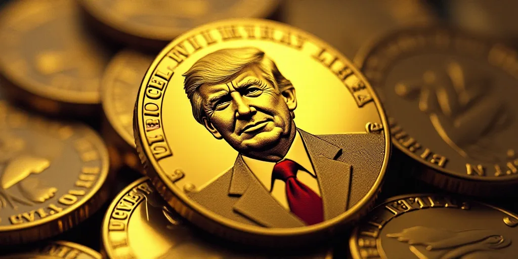 a gold coin with a picture of a president on it's face and a red tie on it, Aquirax Uno, ultra reali