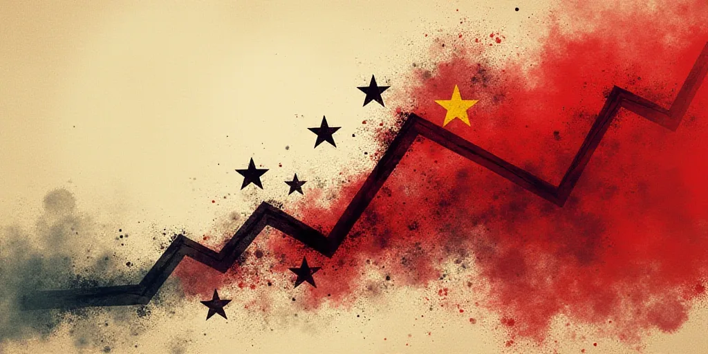 a graphic of a line graph with stars on it and a flag in the background with a line of stars, Andrie