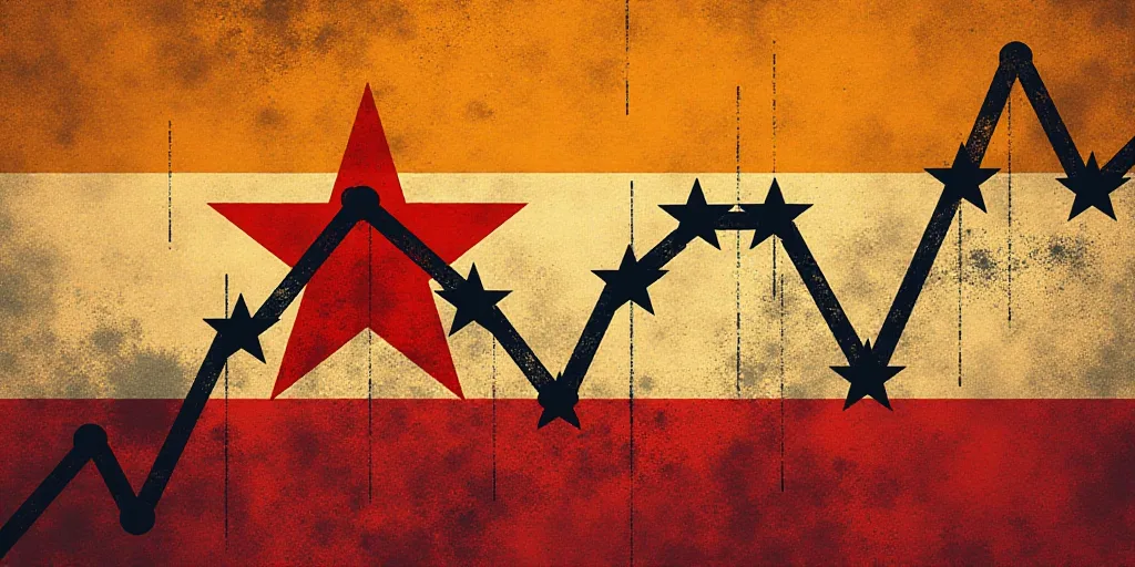 a graphic of a line graph with stars on it and a flag in the background with a line of stars, Andrie