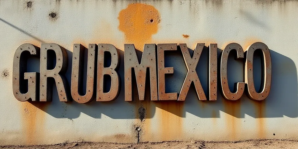 a group of metal letters on a wall with a logo on it that says grupomexico on it, David Alfaro Sique