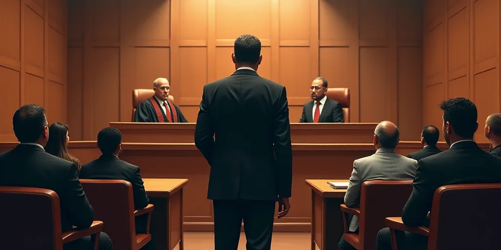 a group of people sitting in a courtroom with a judge and a judge in the background and a judge in t
