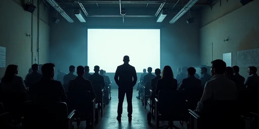 a group of people standing in front of a tv screen in a room with a large screen on it, Carlos Saenz