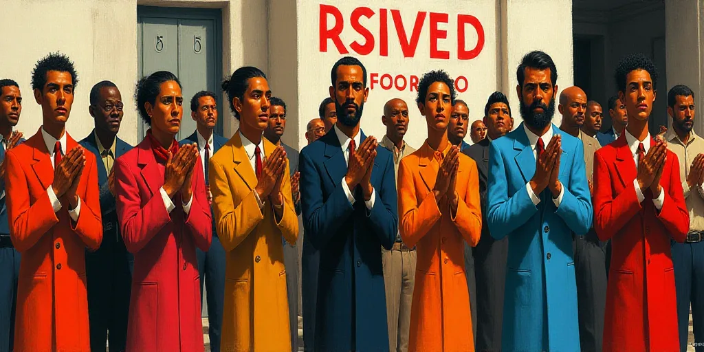 a group of people standing next to each other clapping hands in front of a building with a sign in t