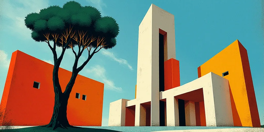 a group of tall buildings with a sky background and a tree in the foreground with a blue sky, David