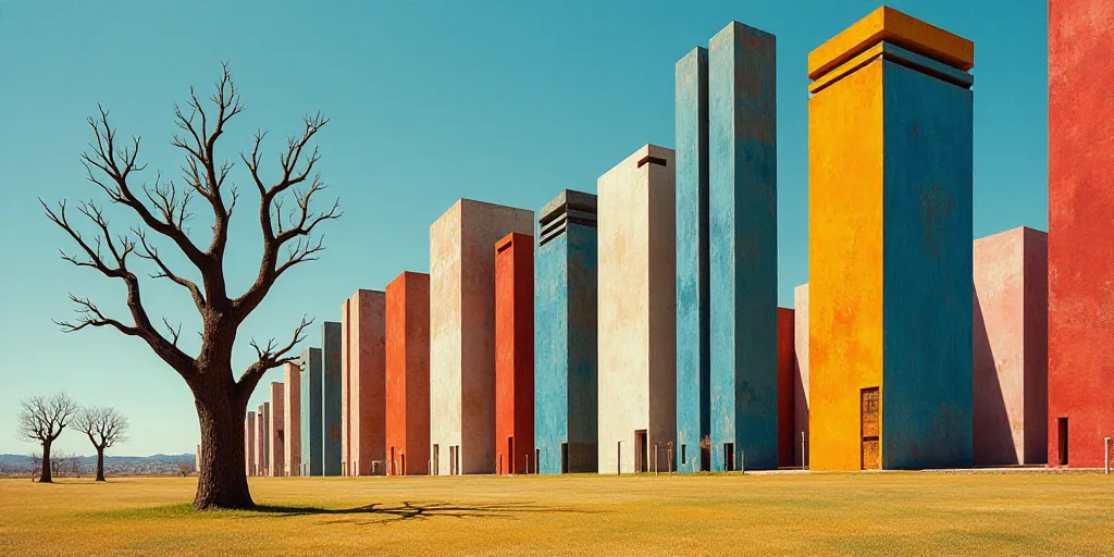 a group of tall buildings with a sky background and a tree in the foreground with a blue sky, David