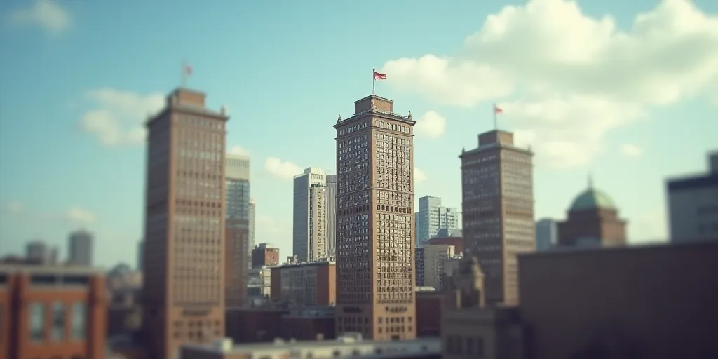 a group of tall buildings with a sky background and a few clouds in the sky above them, with a few b