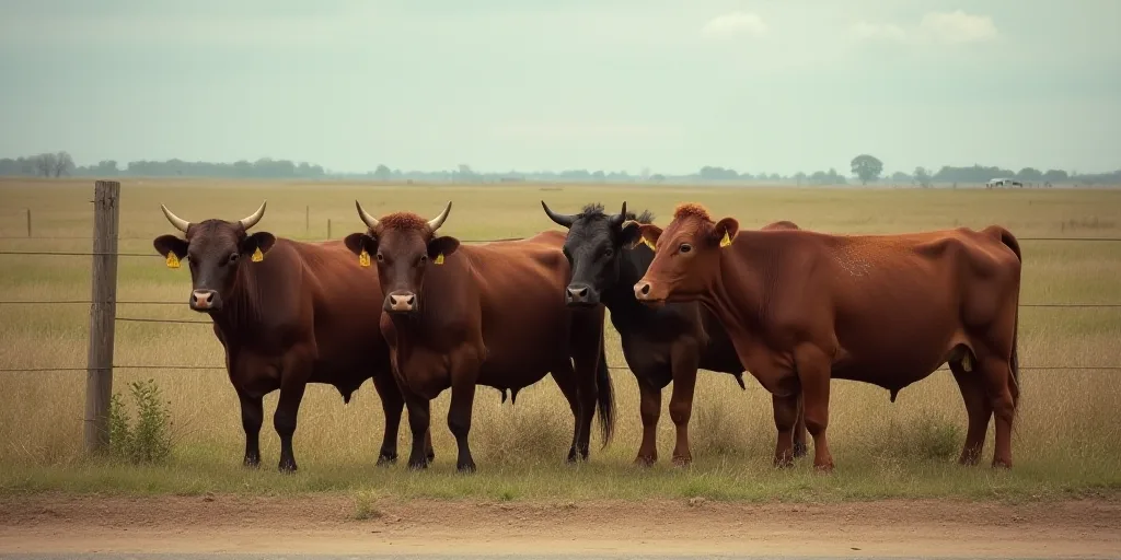 a herd of cattle standing next to each other on a dirt field next to a fence and a road, Afewerk Tek