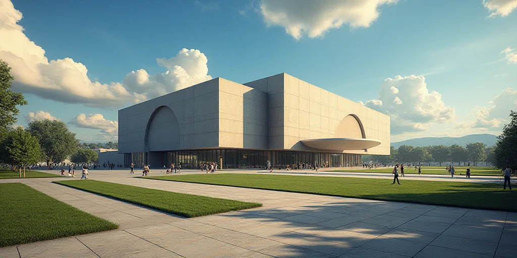 a large building with a sign that says it is a national science museum in the middle of a town, Carl