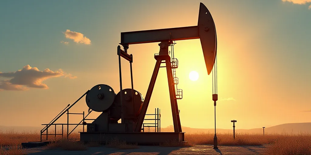 a large oil pump with the sun shining through it's windows and a ladder going up to it, Andries Stoc