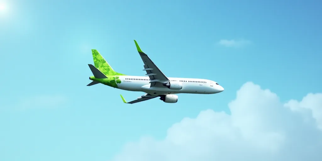 a large passenger jet flying through a blue cloudy sky with clover leaves on it's tail and the tail