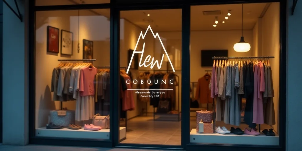 a logo for a company that sells accessories and accessories for sale in the store's storefront windo