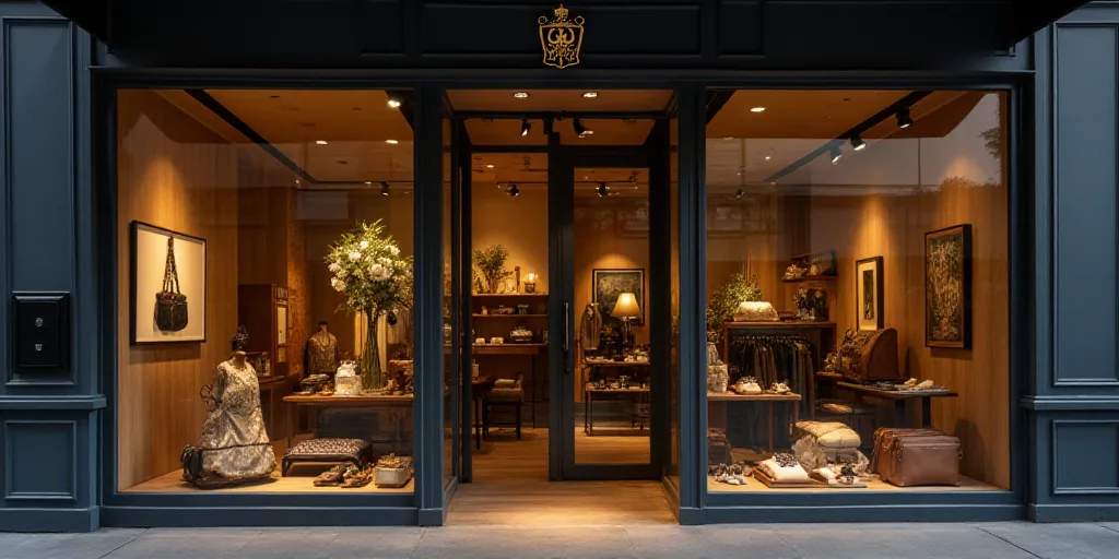 a logo for a company that sells accessories and accessories for sale in the store's storefront windo