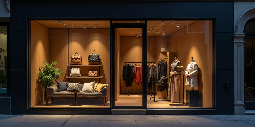 a logo for a company that sells accessories and accessories for sale in the store's storefront windo