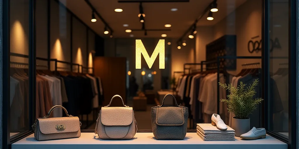 a logo for a company that sells accessories and accessories for sale in the store's storefront windo