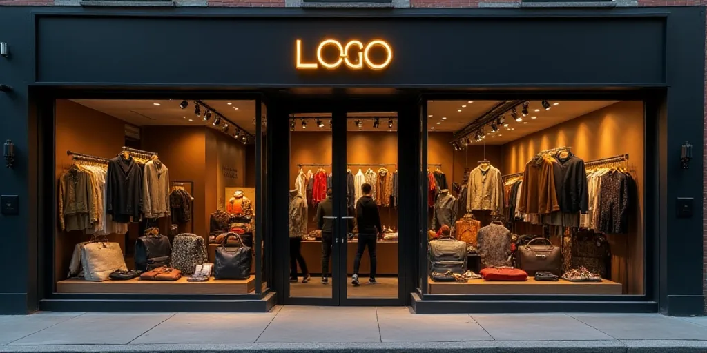 a logo for a company that sells accessories and accessories for sale in the store's storefront windo